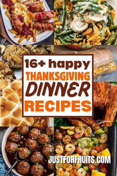 a collage of thanksgiving dinner recipes with text overlay