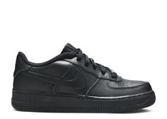 The "Triple Black" Nike Air Force 1 is a classic and versatile sneaker, highly sought after for its sleek and all-black design. This model features a full black upper made from genuine and synthetic leather, providing a durable and stylish look. The midsole and outsole are also black, ensuring a cohesive monochromatic aesthetic. The shoe is completed with black laces and a silver AF1 tag, adding a subtle touch of contrast and elegance. Nike School Shoes, School Astetic, Black Nike Air Force 1, Black Nike Air Force, Summer Collection Men, Monochromatic Aesthetic, Jordan 4’s, Jordan Yeezy, Jordan 8