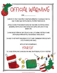 the official warning for christmas is shown in this handout from santa claus's office