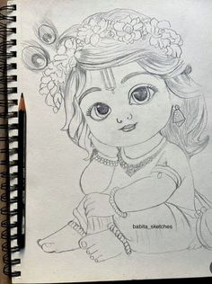 Simple Drawing Sketches Pencil, Easy Sketching Ideas Aesthetic, Janmashtami Images Drawing, Pencil Art Drawings Krishna Easy, Janmashtami Krishna Drawing, Little Krishna Sketch Drawing, Krishna Images Sketches, Krishna Janmashtami Drawing Easy Art, Janmashtami Drawing Ideas Easy Simple