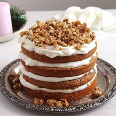 Walnut Cake with Candied Walnuts Recipe Apple Pear Crisp, Candied Walnut Recipe, Best Apple Crisp Recipe, Oatmeal Toppings, Best Apple Crisp, Walnut Recipes, Sour Cream Cake