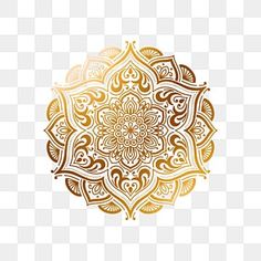 an ornate gold and white pattern on a transparent background, with the shape of a flower in