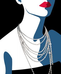 a woman with pearls on her neck and necklace