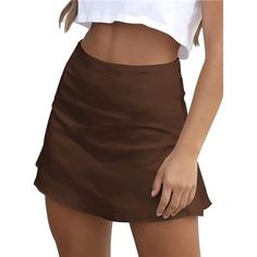 New Product -Color: Deep Brown -Small: Length: 40 Cm/15.75", Waist: 70 Cm/27.5", Hip: 96 Cm/37.75", -Medium: Length: 41 Cm/16.25", Waist: 74 Cm/29.25", Hip: 100 Cm/39.25", -Large: Length: 42.5 Cm/16.75", Waist: 80 Cm/31.5", Hip: 106 Cm/41.75", -X-Large: Length: 44 Cm/17.25", Waist: 86 Cm/33.75", Hip: 112 Cm/44", 80% Polyester, 15% Cotton, 5% Spandex Zipper Closure Silk Satin Soft Fabric, Lightweight To Wear. Mini Skirt With Lining. Above Knee, Short Length, Bodycon Mini Skirt With Invisible Zipp Satin Pencil Skirt, Goth Skirt, Sparkly Skirt, Brown Mini Skirt, Bodycon Mini Skirt, White Long Skirt, School Skirt, Maxi Skirt Boho, Purple Skirt