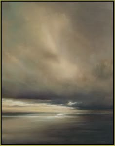 an oil painting of clouds over the ocean