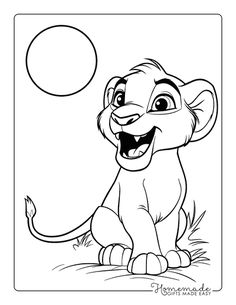 the lion cub from disney's the lion king is smiling and playing with a ball