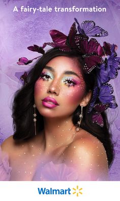 You’ll be a vision in dark metallics, dreamy pastels, & glitter galore in exclusive Halloween makeup by Milani. #WalmartBeauty #HereForEveryBeauty Fairy Costume Makeup, Fairy Eye Makeup, Princess Makeup, Purple Makeup, Amazing Halloween Makeup, Halloween Queen