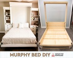 DIY Plan to Build a Murphy Bed Full Size Foldable Bed PDF Plans - Etsy Murphy Bed Full Size, Rustic Murphy Beds, Diy Murphy Bed Plans, Murphy Bed Plan, Greenhouse Building, Bathroom Inspo Interior Design, Diy Murphy Bed, Bed Full Size, Build A Murphy Bed