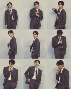 multiple pictures of a man in a suit and tie