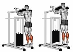 a man is doing an exercise on a pull up machine with the words calf training days