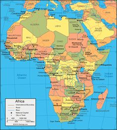 a map of africa with all the major cities