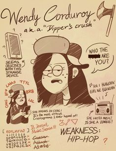 a poster with some writing on it that says wendy corduroy aka piper's crush