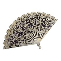 an intricately designed fan is shown against a white background