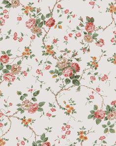 a floral wallpaper with pink and yellow flowers