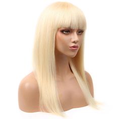 Product Name:613 Straight Full Machine Wig With Bangs For Women 12-24 Inches Virgin Human Hair Wigs Hair Color :blonde 613 Hair Length : 12-24inch Wholesale : Drop Shipping/Customized(Labels)Hair Type : Brazilian /Peruvian /Malaysian /Indian Hair Hair Quality :100% Human Hair,No Tangle,No SheddingTOP GRADE :10A Grade Dyed/Restyled : Can Be Dyed, Bleached or Restyled Return Policy : 15 Days No Reason Return Original Item 1.HOW LONG IS SHIPPING? Your goods will be shipped within 24 hours shipment 613 Blonde Wig, Blonde Wig With Bangs, Frontal Lace Wig, Long Blonde Wig, Straight Bangs, 613 Blonde, How To Style Bangs, Human Virgin Hair, Wig With Bangs