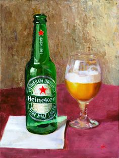 Beer Bottle Painting, Beer Bottle Drawing, Alcohol Paintings, Wine Paintings, Pantone Challenge, Beer Bottle Art, Alcohol Painting