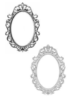 an ornate frame is shown in black and white