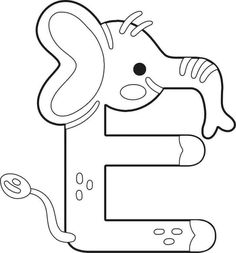 the letter e is for elephant coloring page