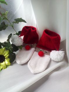 "Hand-knit Christmas Socks with pom pom. Holiday decoration Sock red and white. Xmas home slippers cozy pair of chunky socks Santa. Under the order.  Length 23cm(9\"inches), height 15cm(6\"inches). Washing delicately." Chunky Socks, Sweet Christmas Card, Santa Socks, Knit Christmas, Home Slippers, Wool Wash, Slippers Cozy, Christmas Socks, Sock Gifts