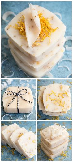 the process of making soaps with orange zest and lemon zest on them