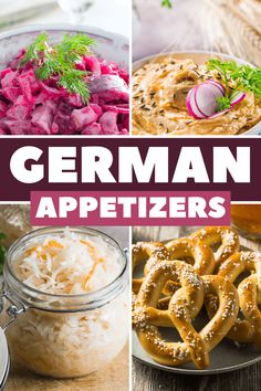 the german appetizers are served in glass dishes