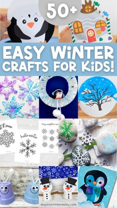 50 easy winter crafts for kids that are fun to do with the snowman and penguin