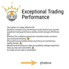 an advertisement with the words exceptional trading performance on it's front and back side