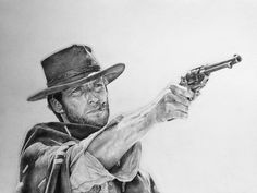 Clint Eastwood Tombstone Movie Poster, Clint Eastwood Poster, Film Tattoo, Art In Pencil, Tombstone Movie, Cowboy Artwork, Ace Tattoo