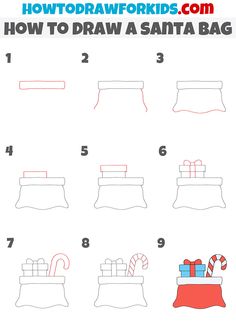 how to draw a santa bag with step by step instructions for kids and beginners