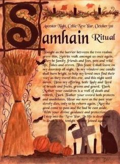 an old fashioned halloween poster with the words samhan ritual written in black and orange