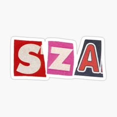 the word sz spelled out in different colors sticker