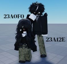 two black dolls standing next to each other in front of a blue sky with the caption 23a0fo