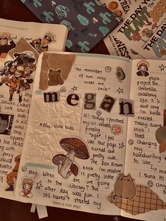 several children's books with the word megan written on them