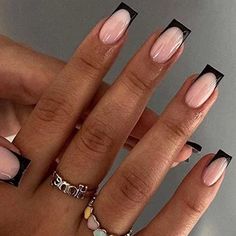 Simple Minimalist Nails Black French Tip Nails, Black French Tip, French Tip Acrylic Nails, Her Nails, Work Nails, Classy Acrylic Nails, Short Square Acrylic Nails, Black French, Tip Nails