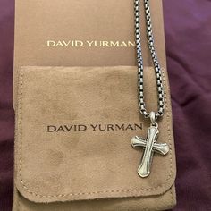 Authentic David Yurman 925 Silver 20” Necklace And Authentic David Yurman 925 Silver Cross. Both Pieces Are Stamped (See Photos) Comes With A Dy Jewelry Pouch And Box. Both Pieces Sold Together. Cross Necklace For Men, Mens Cross Necklace, Mens Crosses, Mens Accessories Jewelry, Necklace For Men, 925 Silver Jewelry, Silver Cross, David Yurman, Jewelry Pouch