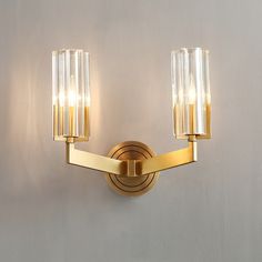 Liaison Wall Lamp - SamuLighting Double Wall Lights, Led Crystal Chandelier, Wall Lamps Living Room, Copper Crystal, Crystal Chandelier Lighting, Brass Wall Lamp, Chrome Chandeliers, Wall Mounted Lamps, Gold Chrome