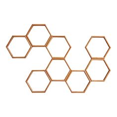 three hexagons on a white background