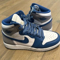 Used Blue And Grey Jordan 1s Size 4.5y Jordan 1 Colors, Grey Jordans, Jordan Blue, Jordan 1s, Blue And Grey, Kids Jordans, Jordan Shoes, Jordan 1, Blue Gray