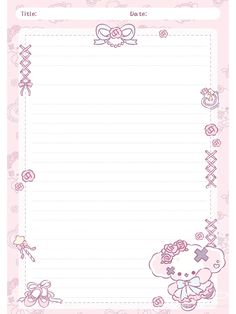 a pink hello kitty notepad with flowers and bows on the border, in front of a