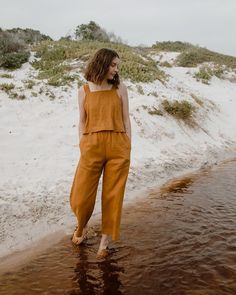 GRAYDAWN on Instagram: “June top paired with the Linen Culottes.⠀ The beautiful golden river inspired the colour name, River Gold 💫⠀ ⠀ Set available in River Gold,…” Eco Friendly Labels, Linen Culottes, Gold River, Culotte Pants, Strap Tops, Linen Shorts, Gold Set, Color Names, Linen Pants