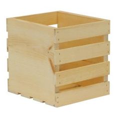 a wooden crate with four compartments on the front and one in the back, sitting upright