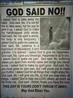 a newspaper article about god said no