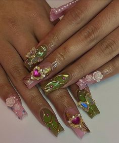 Heart Nail, Nagel Tips, Classy Acrylic Nails, Dope Nail Designs, Nail Art Sticker, Bling Acrylic Nails