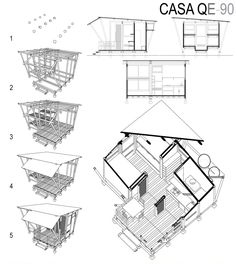 an architectural drawing shows the various parts of a house that are in different positions and sizes