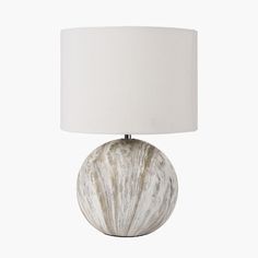 Grey Stone Effect Ceramic Table Lamp-Off White Shade - Decor Interiors — Decor Interiors - House & Home Grey Lighting, Bedside Units, Brass Bed, Fabric Blinds, Ceramic Table Lamp, Table Side, Ceramic Base, Ceramic Table Lamps, Unique Lighting