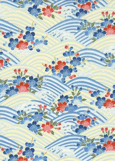 Japanese Washi Paper for Art Design Print Bookbinding Conservation · Washi Arts Kimono Pattern Design, Wave Japanese, Japanese Kids, Cute Kimonos, Japanese Washi Paper, Flower Pattern Design, Kimono Pattern, Japanese Textiles