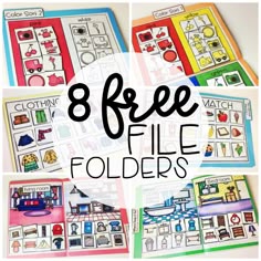 the 8 free file folders for children to use in their homes and school projects