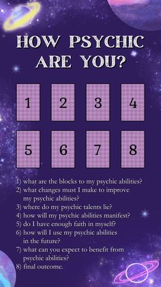 a poster with the words how psychic are you? in front of an image of planets and