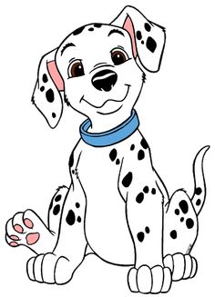 a cartoon dalmatian dog sitting on the ground