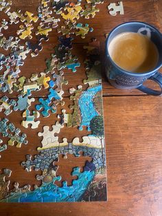 Aesthetic puzzle picture with latte Living A Quiet Life, Puzzle Date, Cup Of Coffee Aesthetic, Romanticizing Life Aesthetic, Romanticize Your Life Aesthetic, Aesthetic Puzzle, Winter Hobbies, Romanticize A Quiet Life, Puzzle Aesthetic